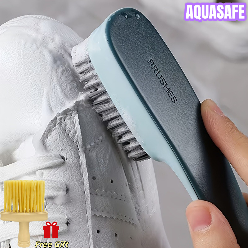 TEMU 2pcs Set (1pc Brush And 1pc Free Brush), Sturdy Plastic Handle With Long Soft Bristles, Multi-surface Cleaning Brush, Suitable For Sneakers,