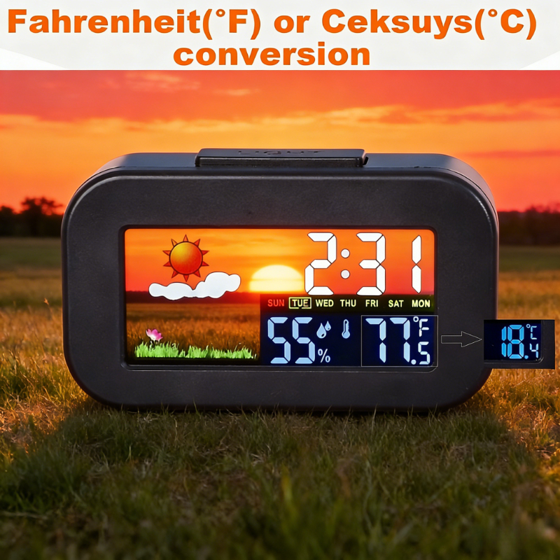 E-shop M2 Dual-Funktions-Wetterstation mit Farbbildschirm: -Temperatur- und Feuchtigkeitsüberwachung und Alarm-Erinnerung, großer Bildschirm mit