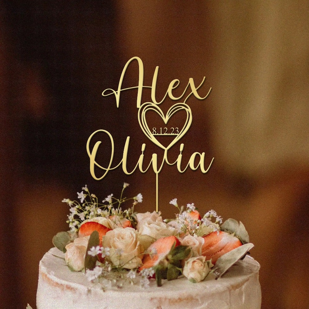 E-shop Personalisierter Acryl Hochzeitstorten-Hut mit Gedenktag-Schriftzug, Acryl -Hut für Hochzeit, Landpartytorten-Dekoration