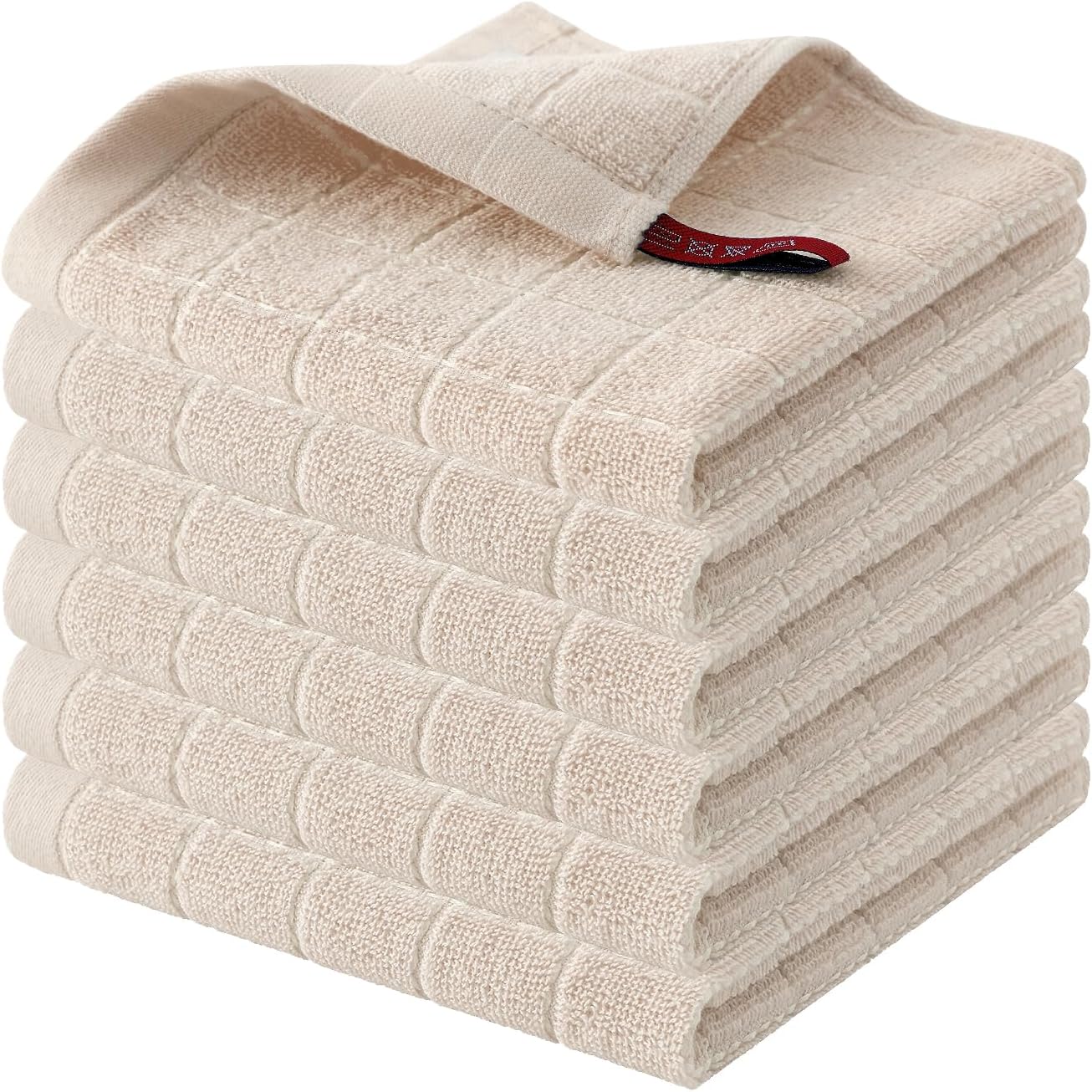 pure cotton kitchen dishcloth super soft and absorbent dish towel suitable for drying and cleaning dishes 6pcs set 30 48 x 30 48cm beige