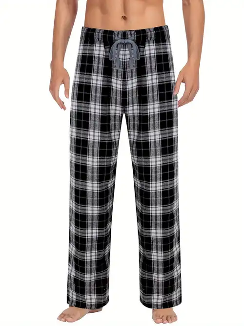men's plaid lounge pants with elastic drawstring waist - loose fit casual , 95% polyester 5% elastane, , machine washable - men's clothing - Temu men's plaid lounge pants with elastic drawstring waist - loose fit casual , 95% polyester 5% elastane, , machine washable - men's clothing - Temu