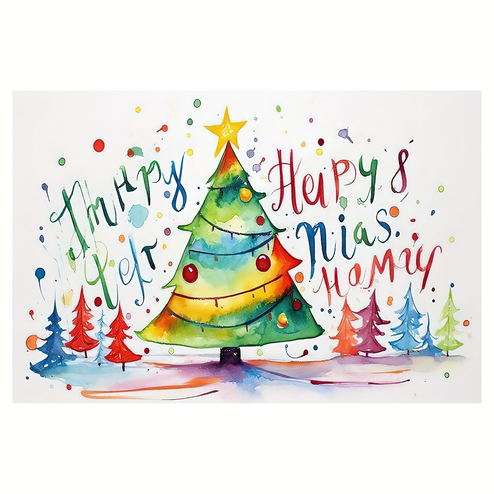 Art sur Toile d'Aquarelle * d'Arbre de Noël, 11.8x15.7\u0026*; - Décoration  Murale Festive Non Encadrée pour l'* des Fêtes, image size:1600x1600