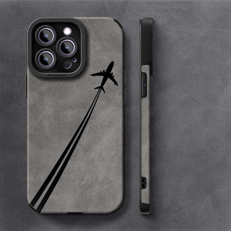 Simple Suede Leather Grain Phone Case for iPhone 11, 12, 13, 14, 15, 16 Plus Pro Promax X/ XS XSMAX with TPU Design QBJKTP