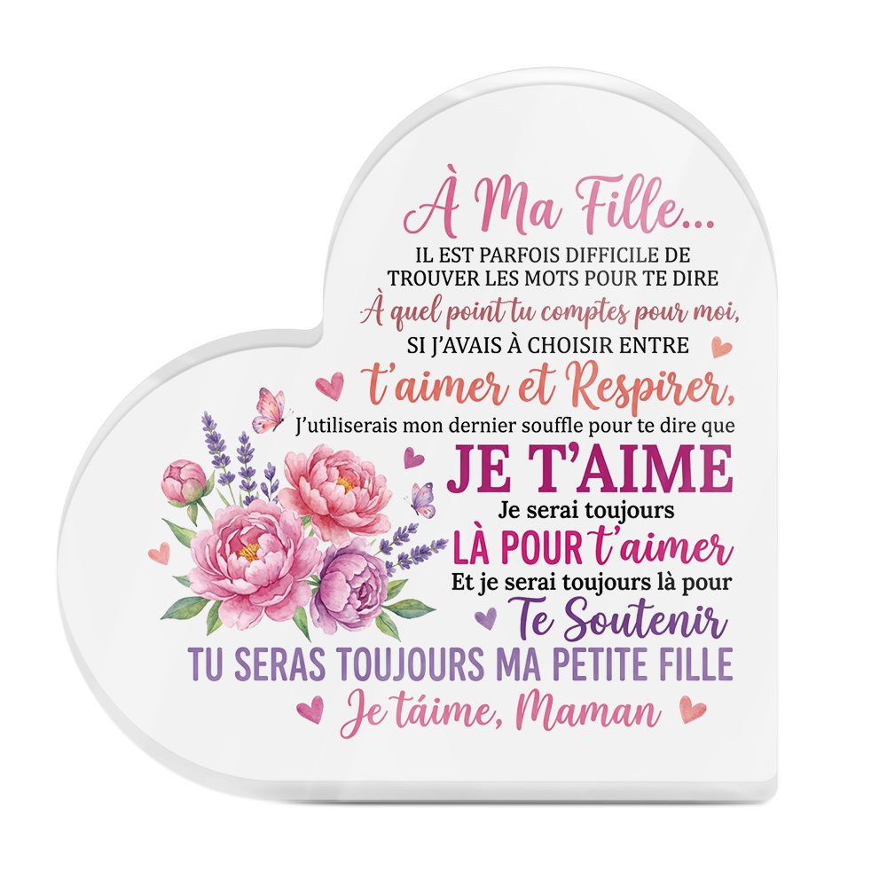 TEMU Plat 2D, 1pc PUTUO DECOR Panneau de Table en Acrylique de Cœur avec Française - Citations Modernes "à " Décoration Adaptée , les Voyages, Cadeau