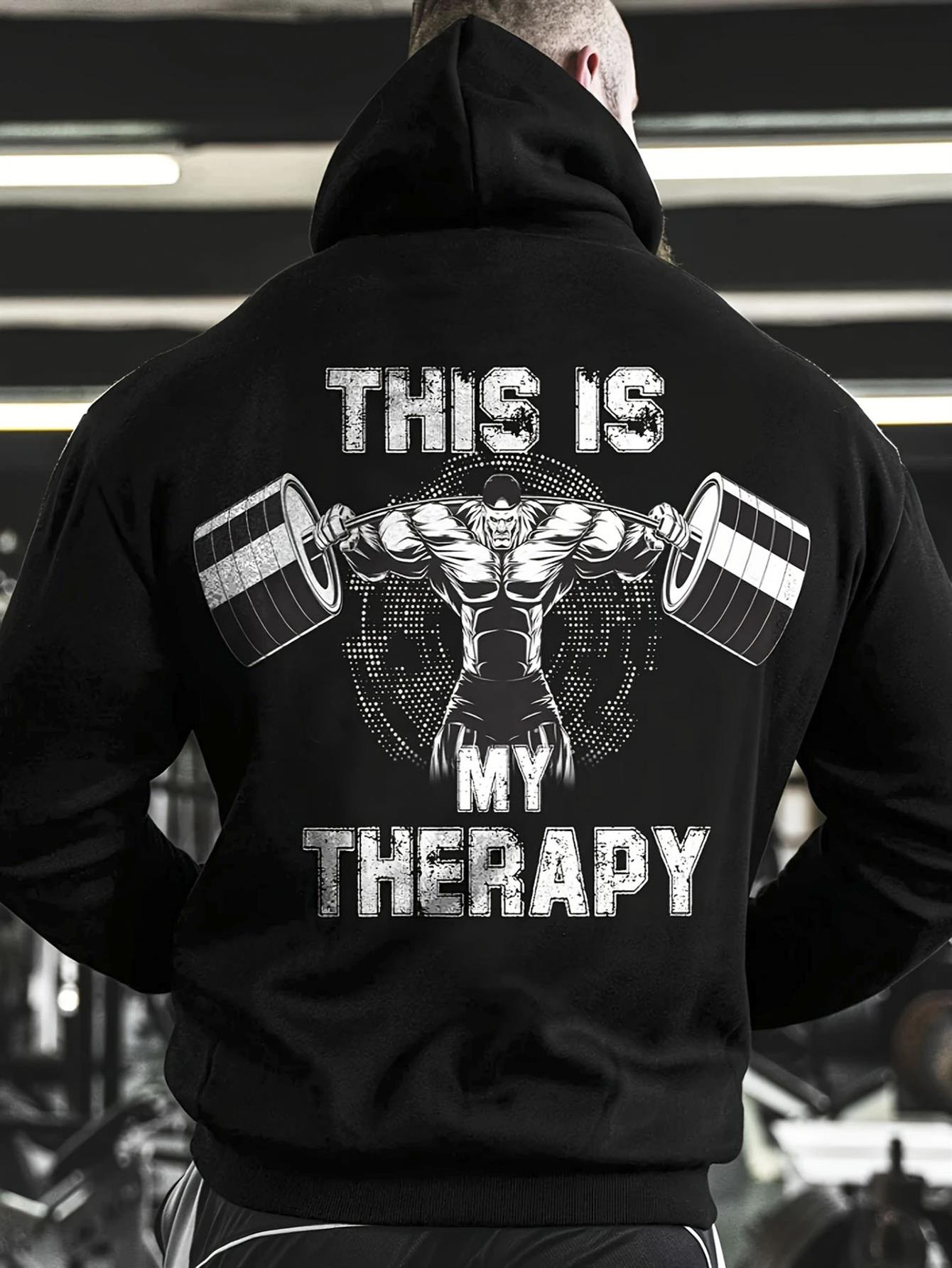 Heren Heavyweight Gym Hoodie met Spierprint op de Rug