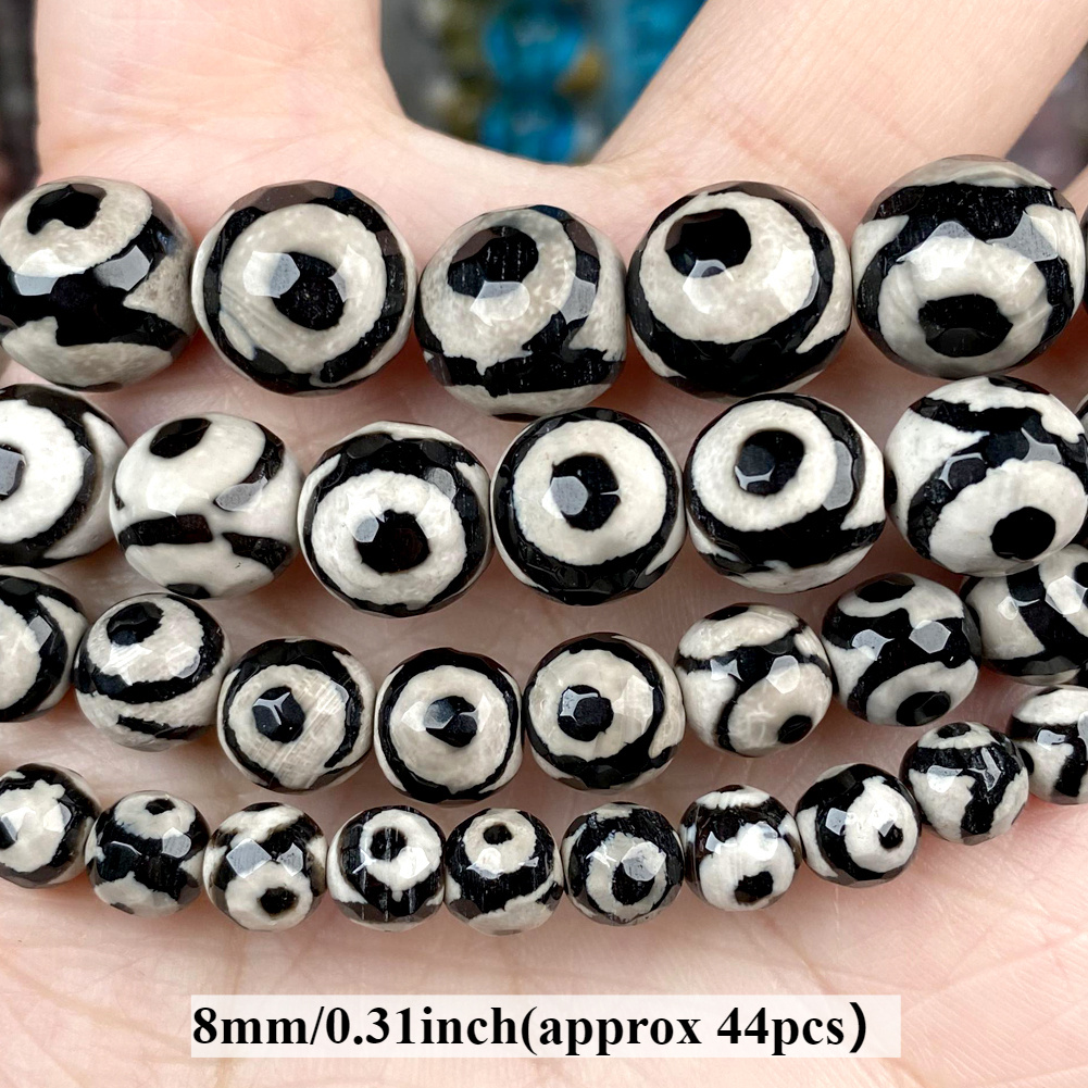 Image of 8mm 44pcs Natural Tibetan Dzi Agates Stone Beads Round Loose Beads For Jewelry Making Diy Necklace Bracelet Earring Accessories Christmas Gifts