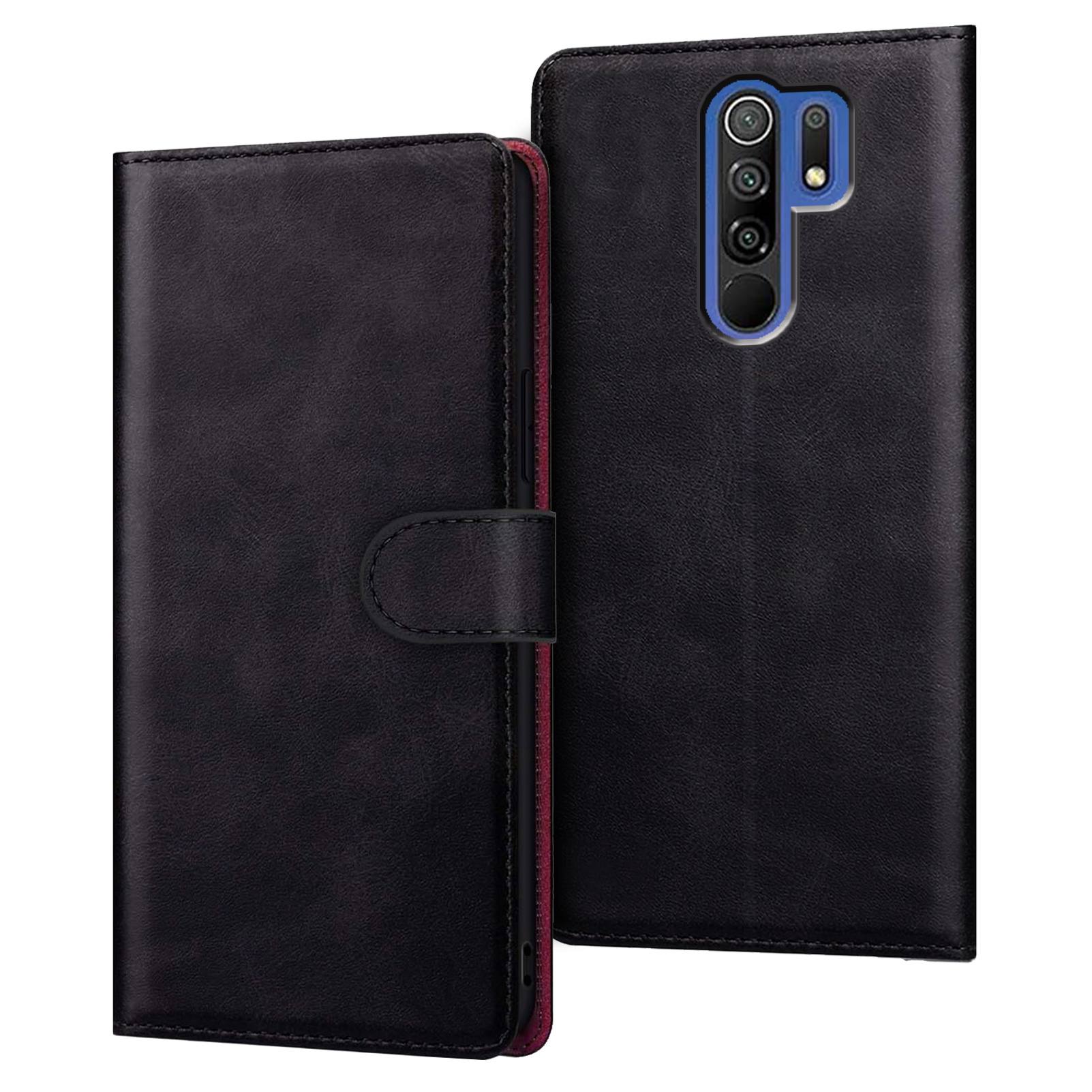 TEMU Phone Case: Compatible With Xiaomi Redmi 9 Case With Card Holder Pu Leather Black Flip Protective Wallet Phone Cover Case
