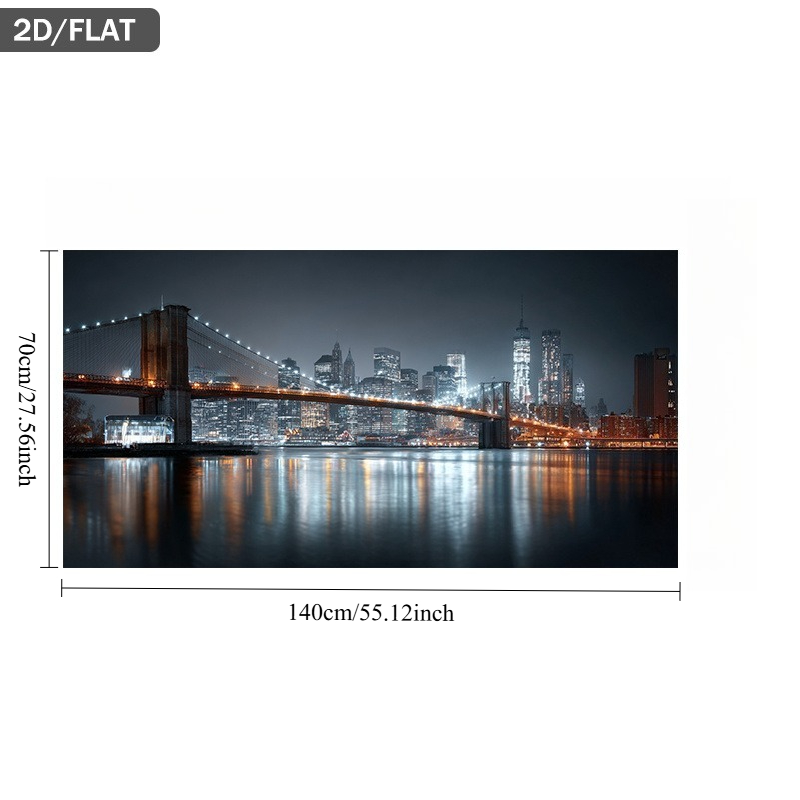 TEMU Art sur toile plat 2D, 2D plat, 2D plat, 1 pièce cadre, représentant de Brooklyn la nuit, parfait pour la décoration murale moderne dans et à