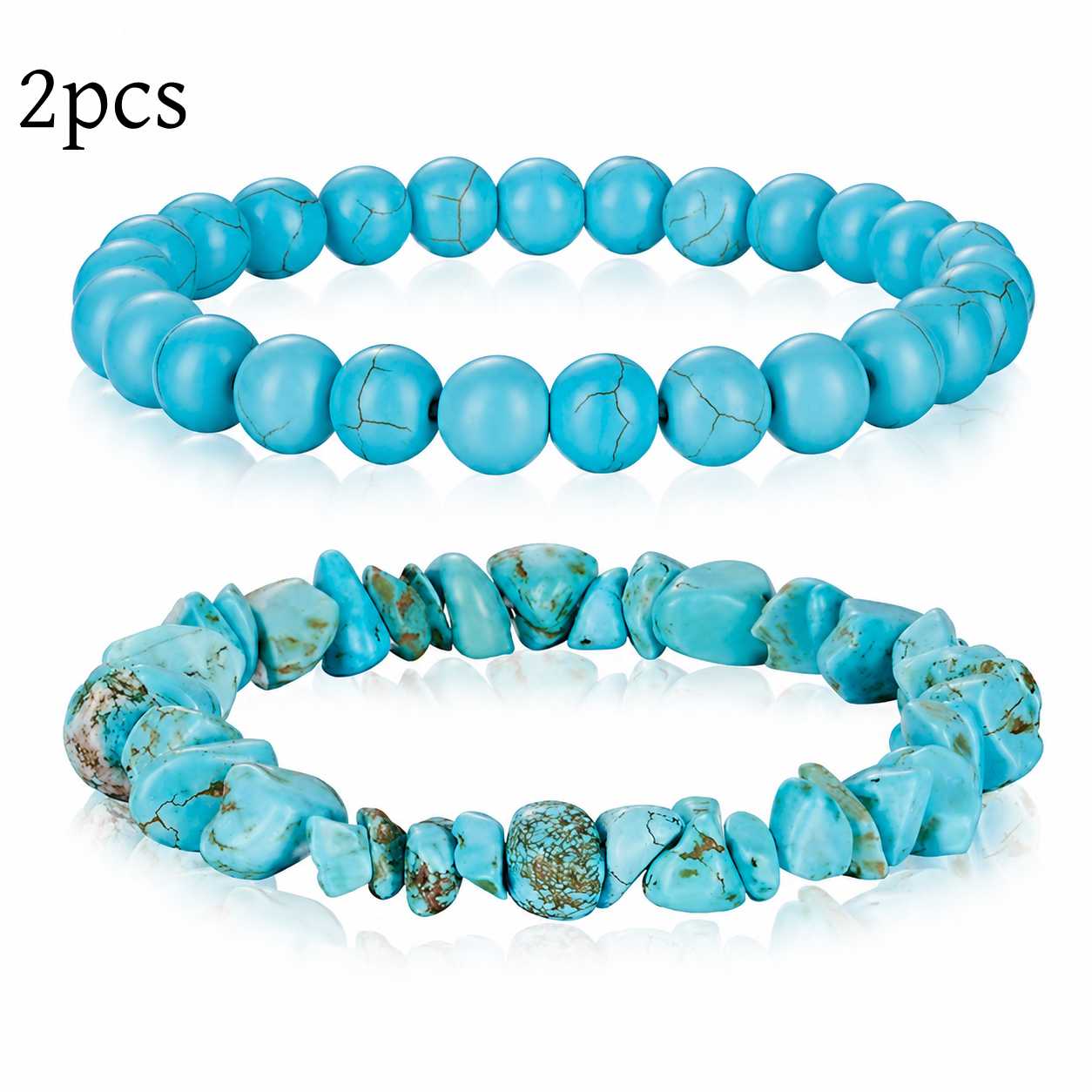 TEMU 2pcs, Bohemian Turquoise Bohemian Style, Bracelet, Suitable For Daily Wear Or Gift, Unisex