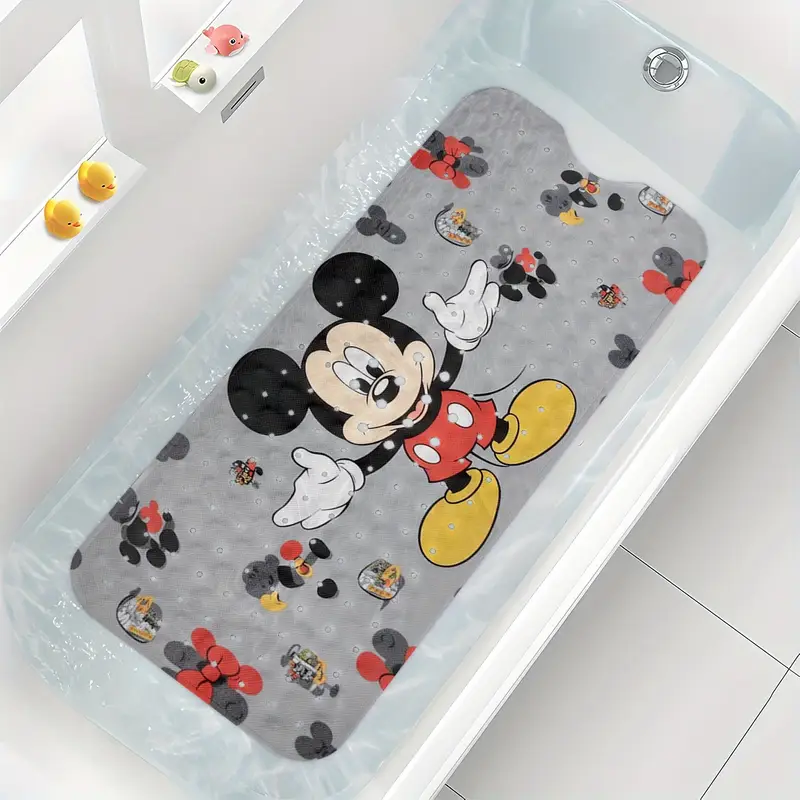 1pc non slip bath mat extra long shower 15 7x39 3in with anti slip backing drainage hole suction cups footprints bathroom decor for machine washable pvc floor mat bathroom decor and accessories to clean design durable material Product details 0