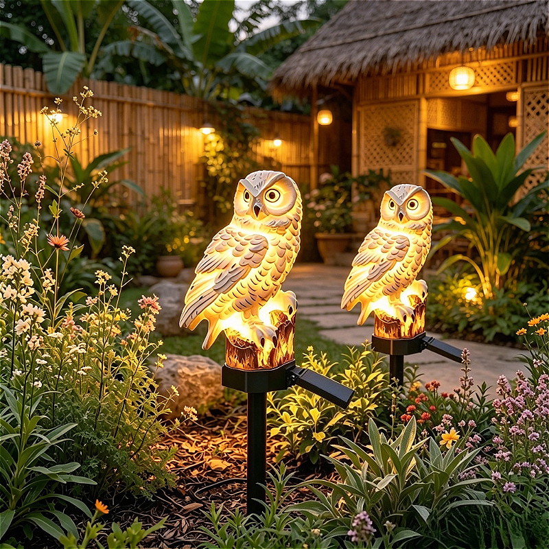 TEMU 2pcs Solar Led Owl-shaped Outdoor Ground Lights | Outdoor Decorative Lights | Outdoor Ambiance Lights | Holiday Decorative Lights - Suitable For