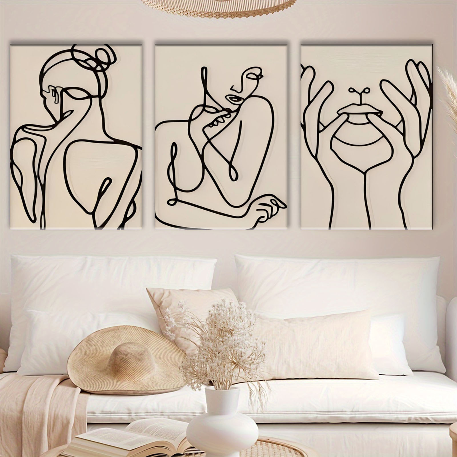 Minimalist Abstract Female Line Art Set Modern Metal Wall - Temu