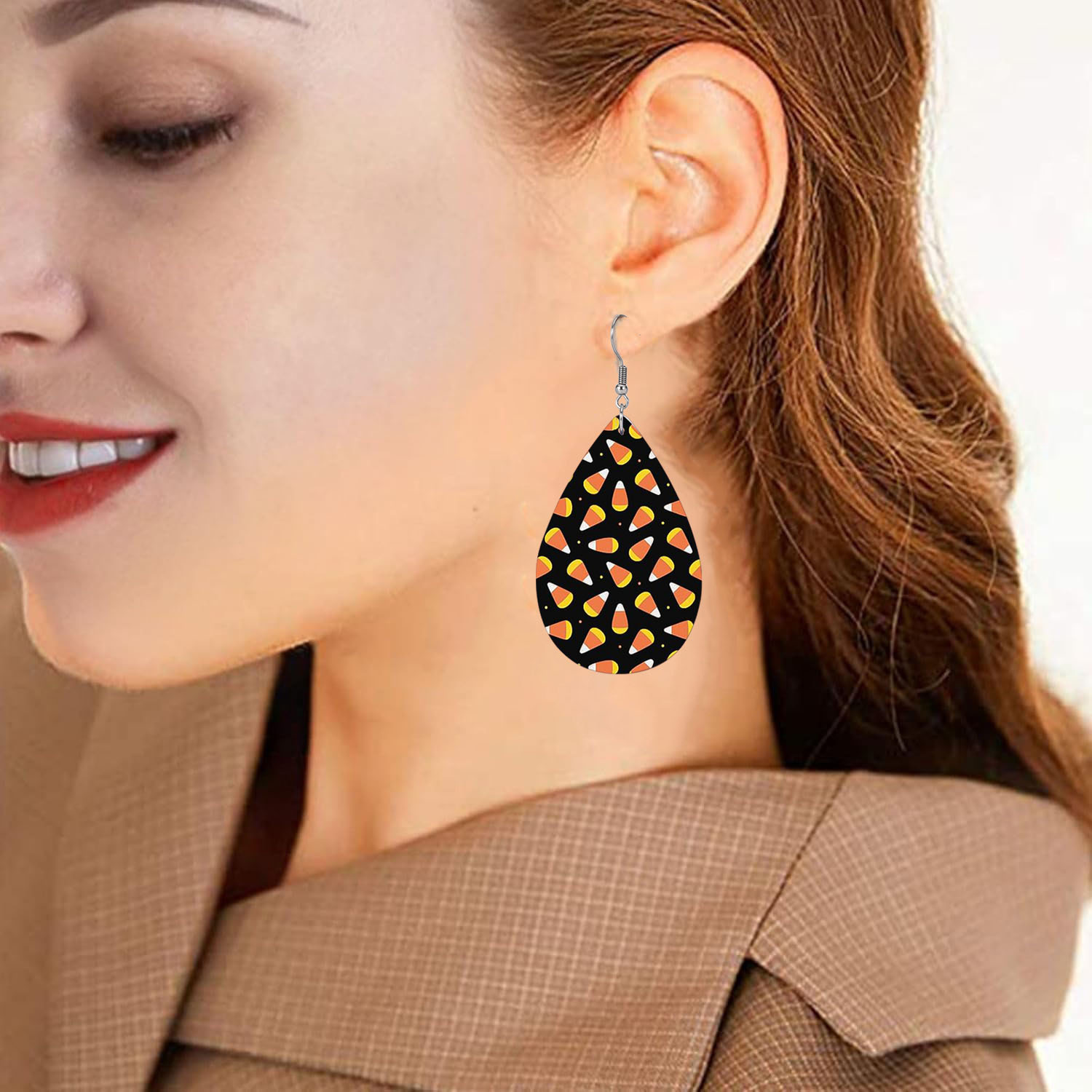 Lightweight Teardrop Earrings with Artificial Leaves and Corn Kernels