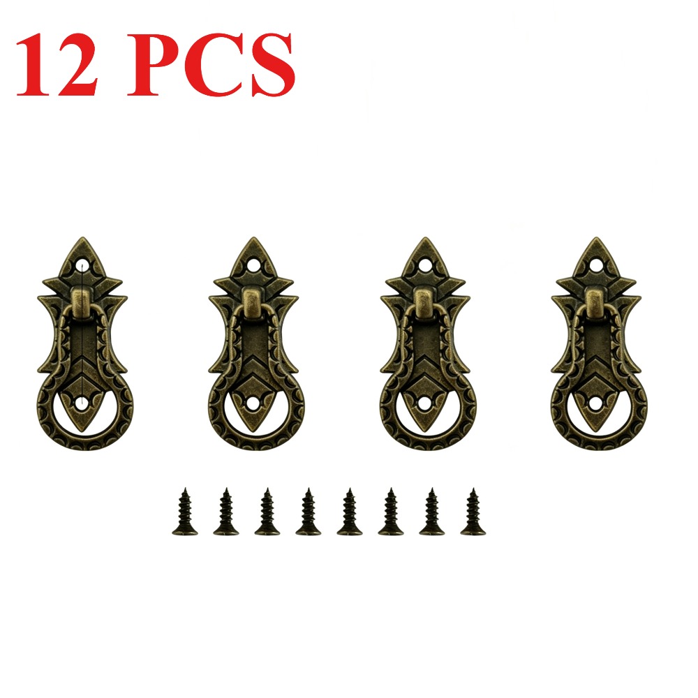 TEMU Lot de 12 poignées de placard vintage en bronze avec vis, poignées de tiroir style pour de cuisine, armoires et portes de meubles, ensemble de