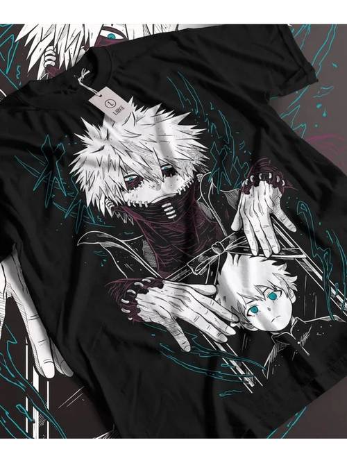 streetwear t shirt 100 cotton anime inspired graphic print crew neck machine washable black with vibrant accents