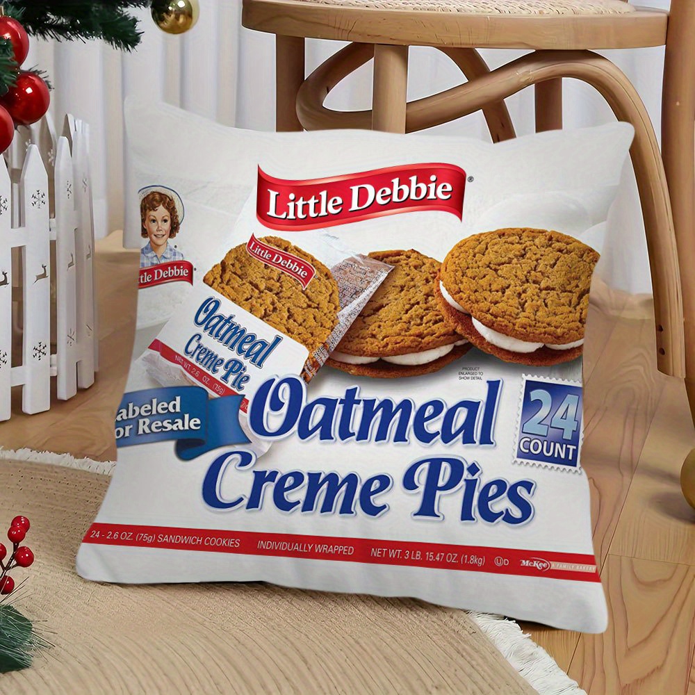 

1pc Little Oatmeal Creme Pies Polyester Pillow Cover - Non-fade, Hd , Seasonal Room & Sofa Decor, No Battery Or Electricity Needed