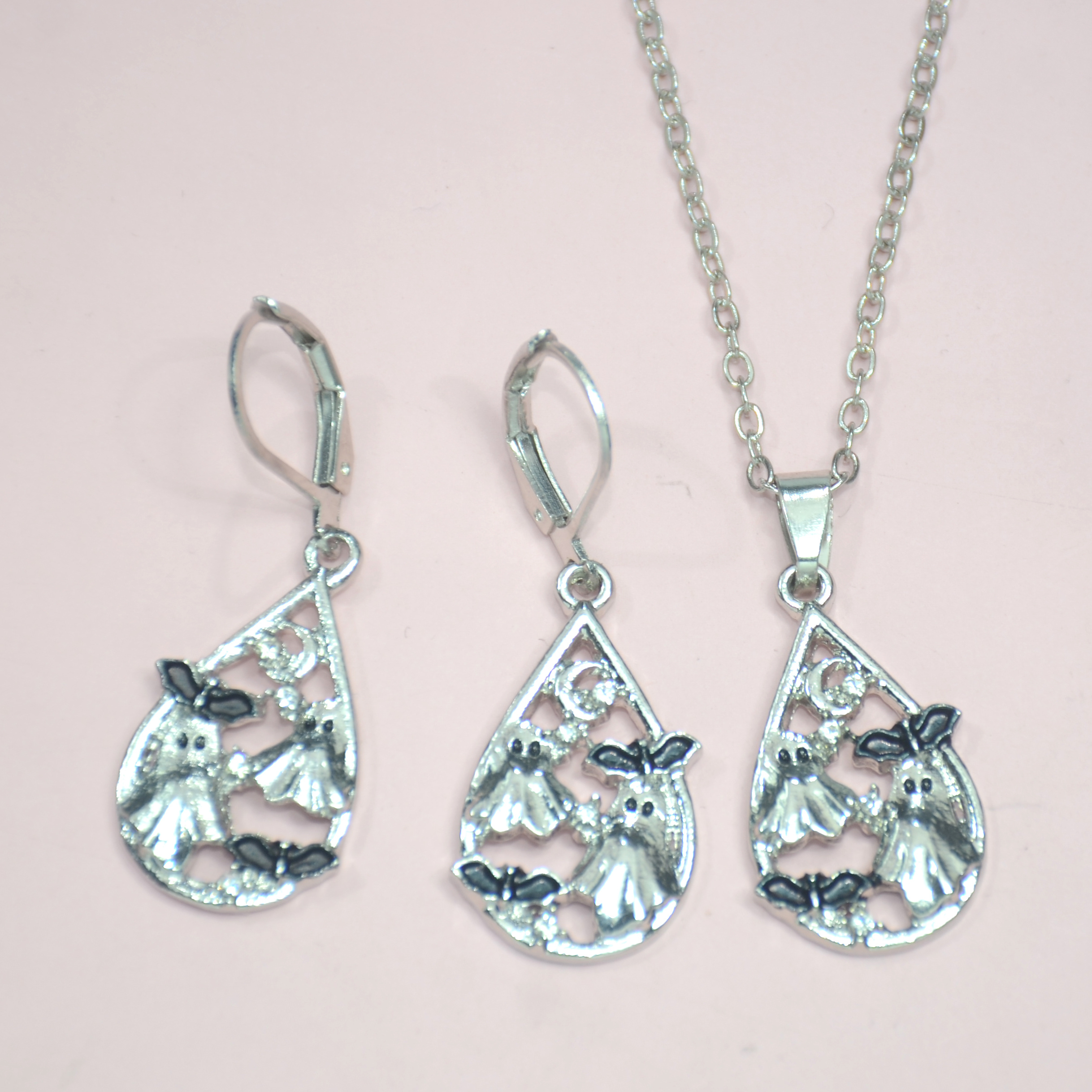 TEMU 3pcs Fashion Bat Pendant Necklace Earrings Halloween Christmas Birthday Party Anniversary Gift Jewelry To A Friend
