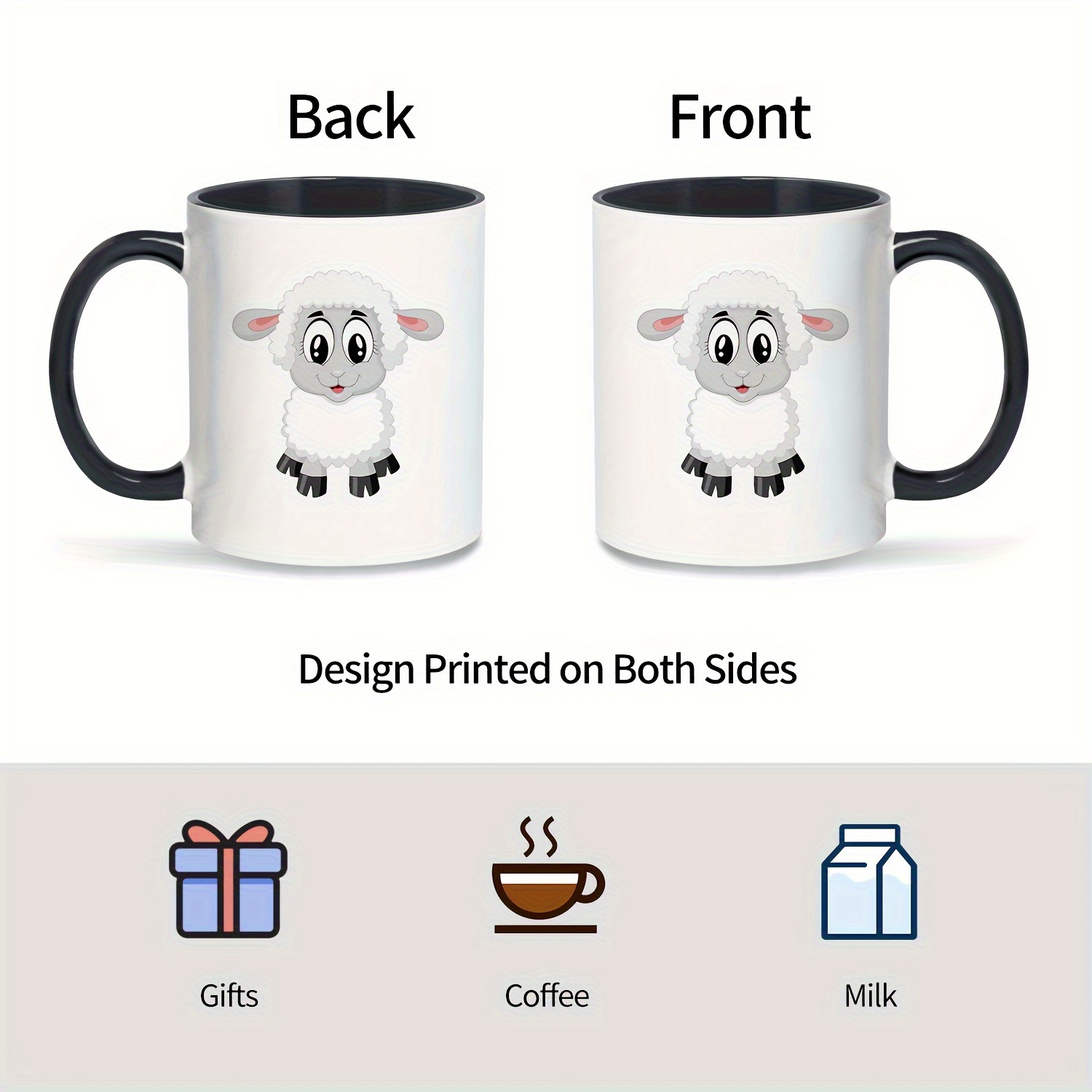 11oz insulated ceramic sheep coffee mug reusable cute cartoon   with glossy   hand wash only perfect gift for   christmas halloween thanksgiving easter hanukkah multipurpose kitchen dining cup holiday drinkware   illustration durable drinkware details 3