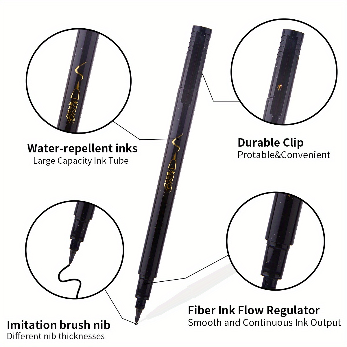 4pcs Hand Lettering Pens Set Waterproof Brush Markers for Calligraphy & Art