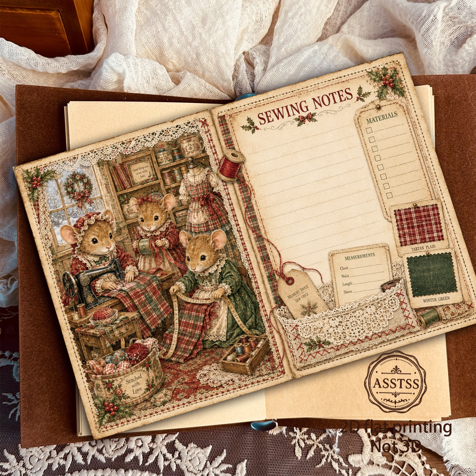 TEMU ASSTSS Lot de 20 feuilles A5 [Plat 2D] Papier décoratif sur le thème de Noël fantaisiste et vintage pour journaux créatifs de récupération,