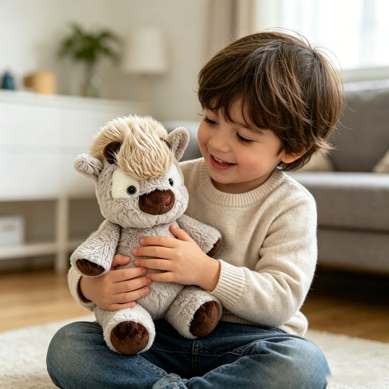 Running Gray Highland Cow Plush Toy