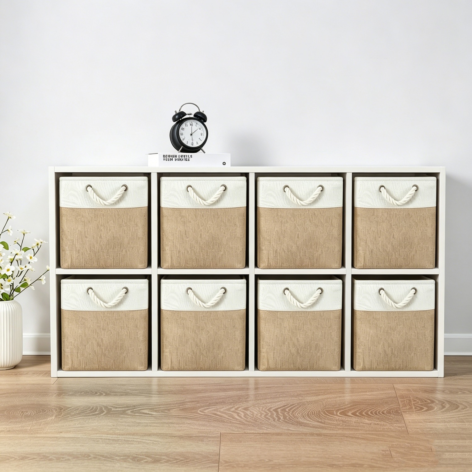 TEMU 8pcs Set Of Foldable Storage Cube Baskets With Handles, Fabric Cube Storage Boxes For Small Item Storage, Clothing Storage, Bedroom Closet