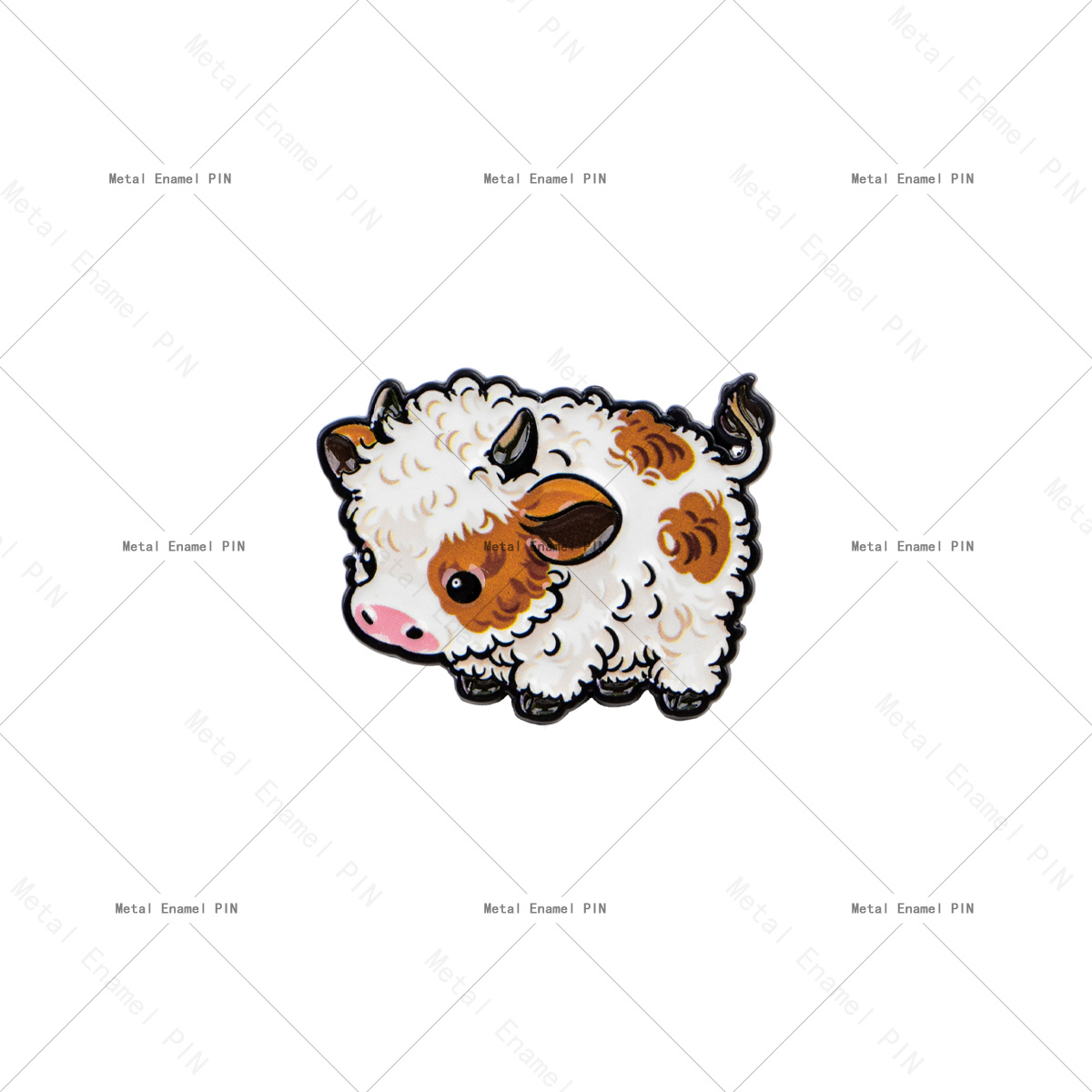 TEMU 2D, 1 pieza de broche de esmalte de vaca de las esponjosa kawaii, alfiler de metal de manchado, decorativa de animal de granja para ropa y