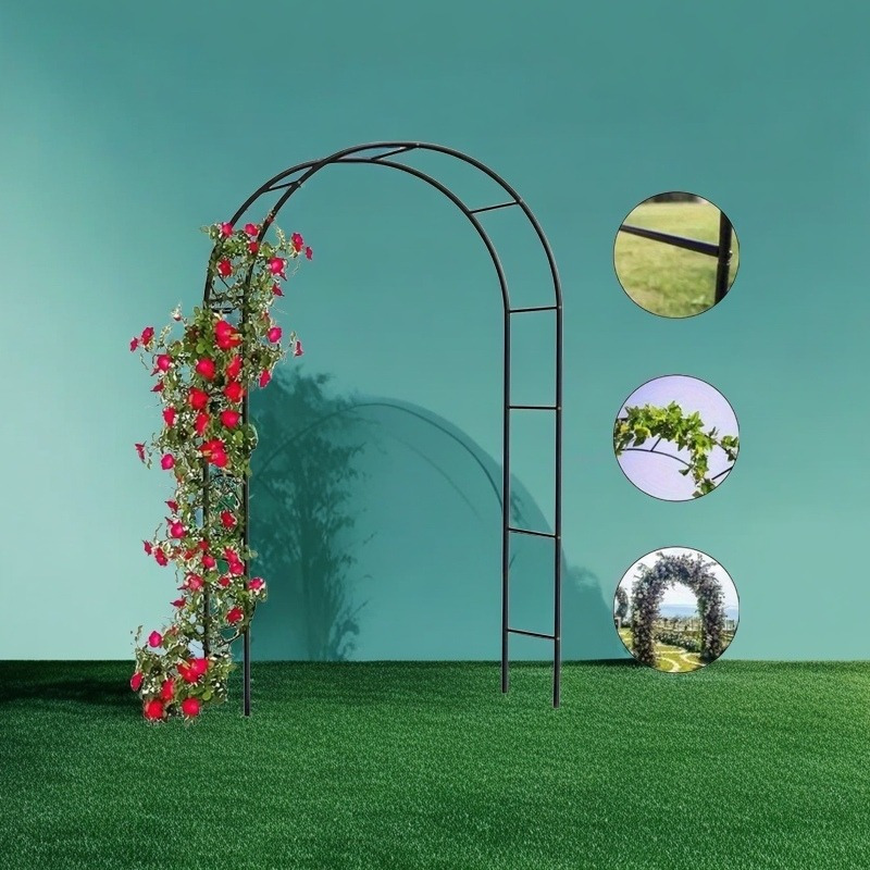 

Black Metal Garden Arch - Heavy For Climbing Plants, Roses & Vegetables | Perfect Outdoor Decor For Christmas, New Year & Valentine's