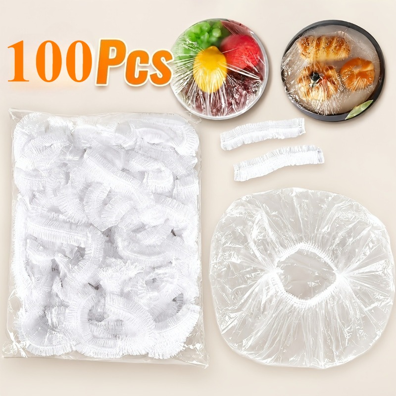 TEMU 500/300/100pcs Reusable Elastic Food Covers - Made Of Durable Food-grade Plastic, Stretchable And Tear-resistant, Keep And Prevent Dust And .