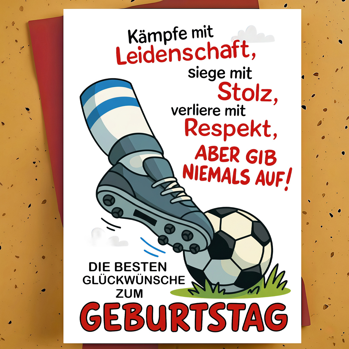 1pc "soccer Inspirational Birthday Card With Motivational Quote And Football Design" Envelope Greeting Card