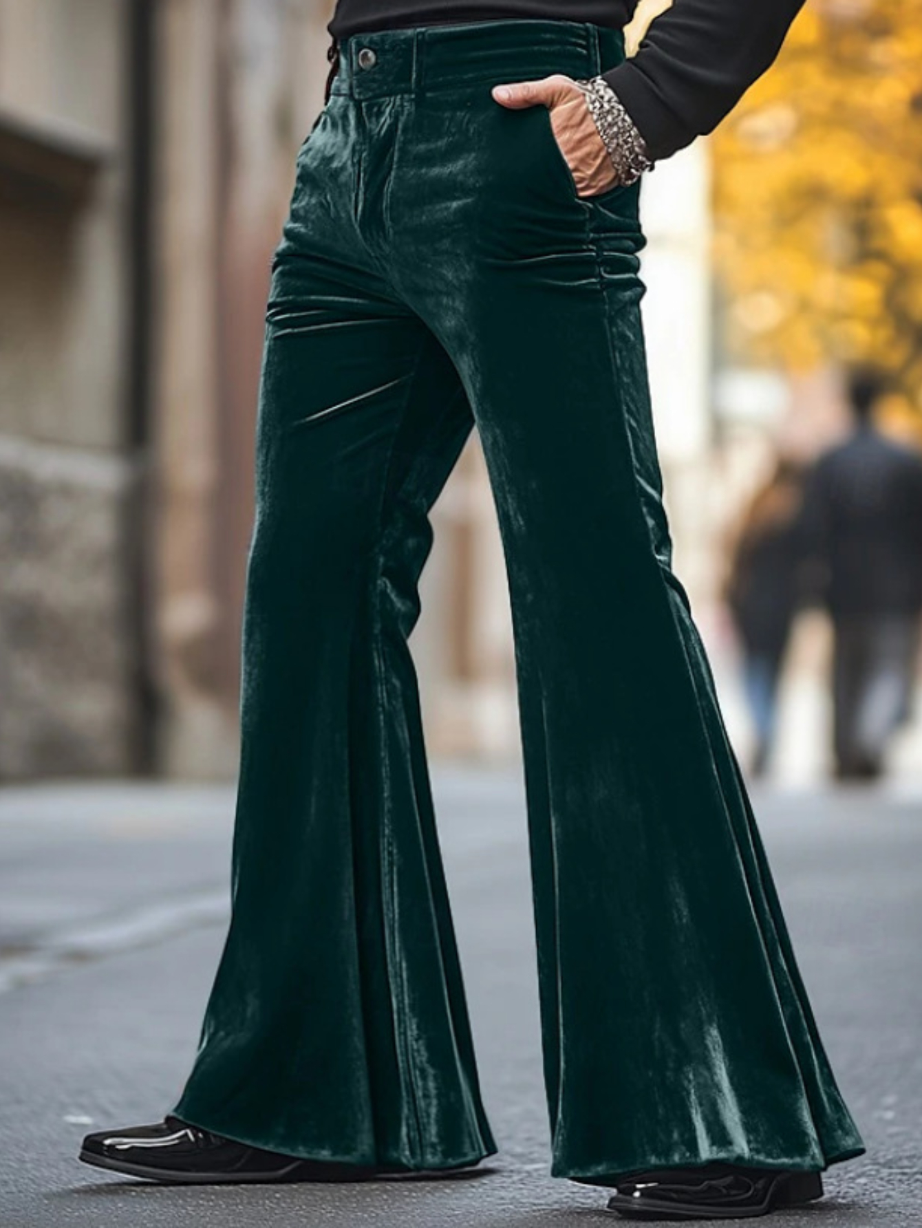 Boda Pantalon Verde Terciopelo Traje De Pantalones De Terciopelo