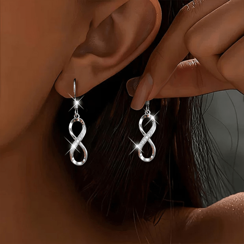 Women's Infinity Symbol Synthetic Zirconia Hook Earrings, Elegant