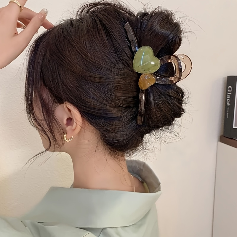 1pc Clear Large Hearts Ladies Hair Clip For Ladies With Thick Hair, Perfect Gift For Valentine's Day, Decoration