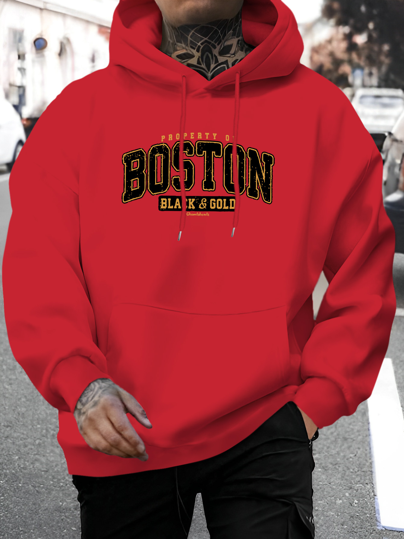 Sudadera con capucha para hombre Boston Black Golden Cómoda sudadera de  poliéster con capucha con cordón larga, estilo casual para otoño/in