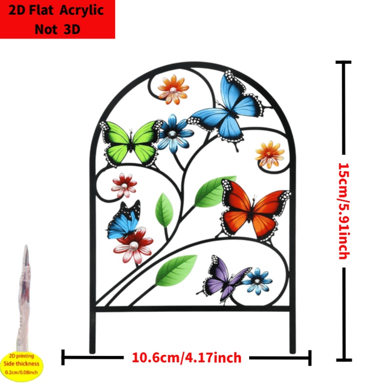 TEMU 2d Flat, [2d Flat] 2d Flat Acrylic Printing, Printed Acrylic Garden Decoration, Flowers, Butterflies, Outdoor Courtyard Lawn Gardening Small