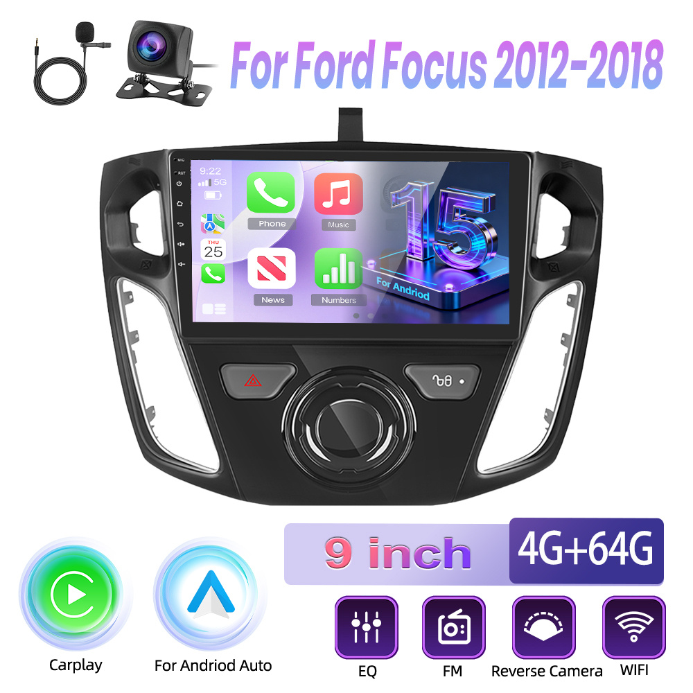 TEMU For Ford Focus 2012-2018 15 4g 64g Car Radio, Featuring Integrated Canbus And , 9-inch Touch Display, And Built-in Fm/rds, Wireless 5.0 And