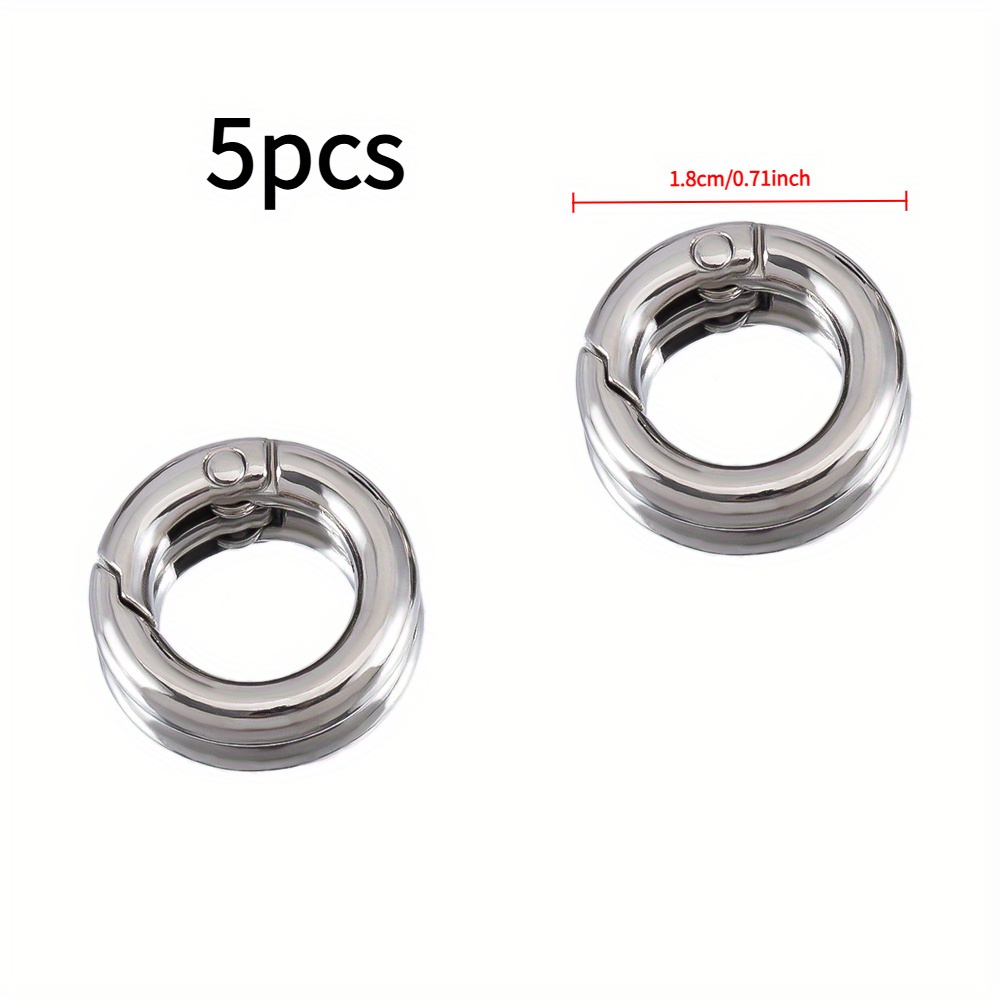 TEMU 5 pezzi Fibbia a in metallo argentato con molla ispessita / Fibbia ad anello per borsa, disponibile in misure per portachiavi, artigianato e
