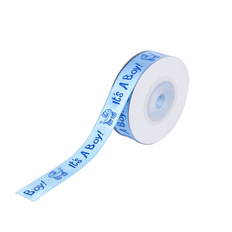 10-20yard A Boy/girl Satin Ribbon Baby Stroller Gift Box Packing Ribbon Gender Reveal Birthday Party Decoration Gift Packing 10yard/roll
