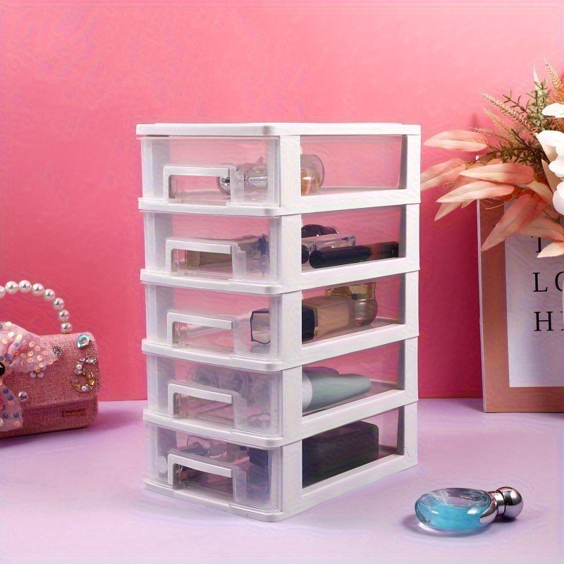 five layer multifunctional storage cabinet plastic drawer type closet portable storage box storage box   rack white and transparent storage drawer units