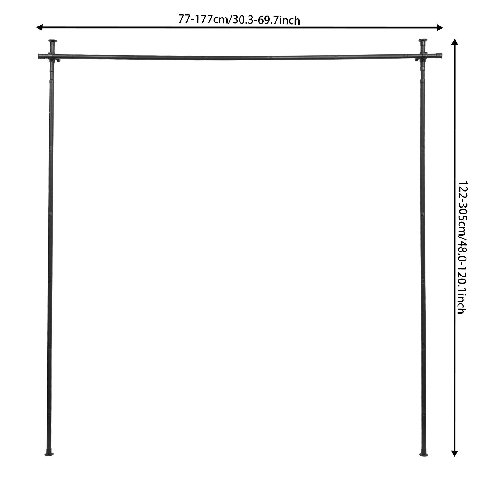 Image of Room Divider Screen Frame Single-layer Curtain Divider Stand Extendable Curtain Rod Height Adjustable Free-standing Telescopic Partition Wall Without Curtain