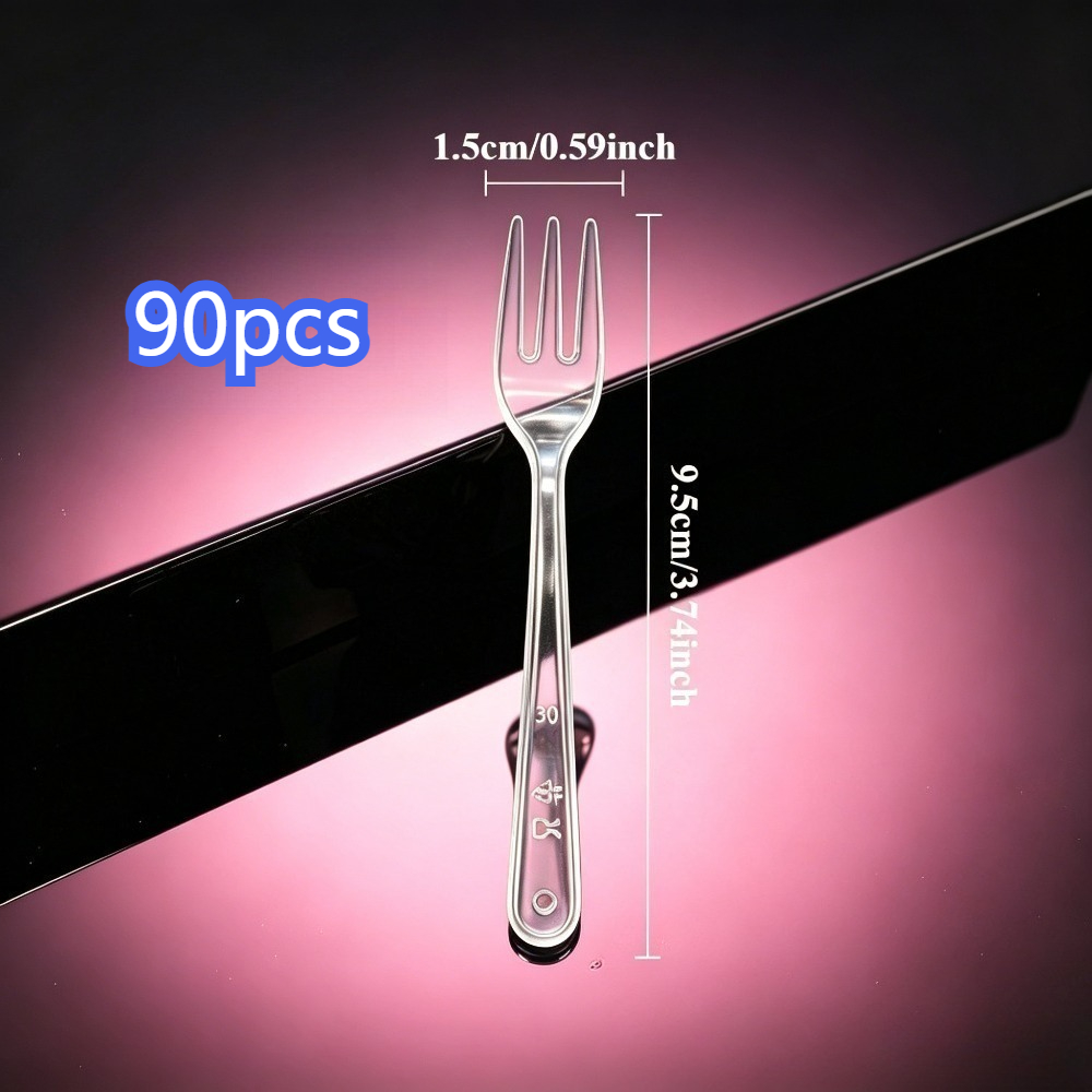 TEMU 90pcs Transparent Mini Fruit Forks, Dessert Forks, Salad Forks, Suitable For Desserts, Cakes, Snacks, Fruit Salads, Birthday Celebration