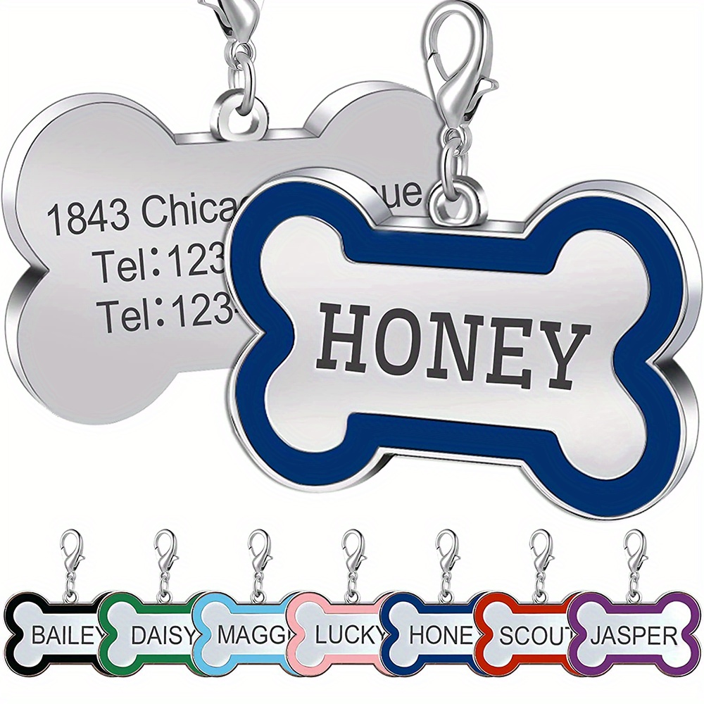 TEMU Personalized Metal Dog Tag, Engraved With Pet Names, Designed To Prevent Loss For Dogs And Cats, , Perfect For Halloween And Christmas