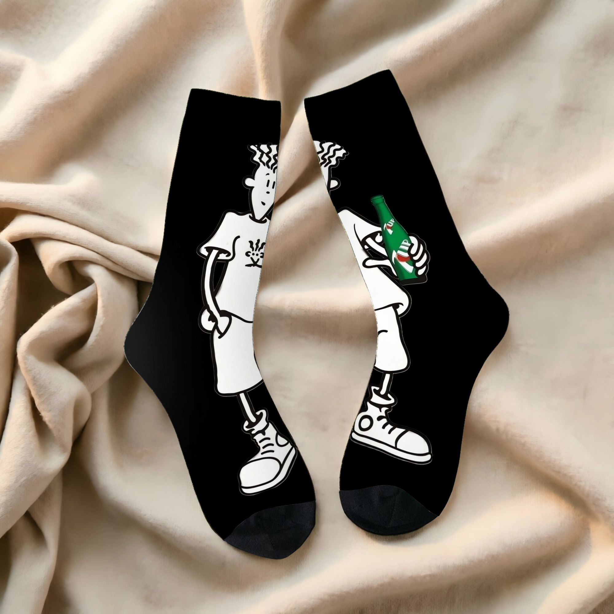 TEMU 1 par de calcetines de compresión para hombre Hip Hop retro Crazy, unisex Harajuku sin costuras, estampados, divertidos, novedosos y alegres,