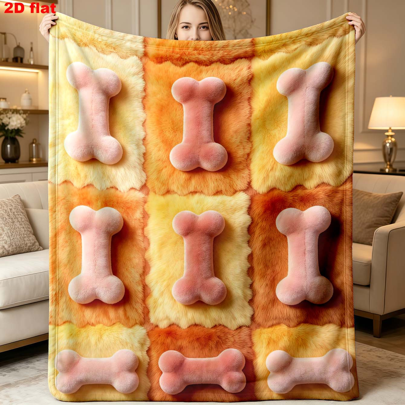 TEMU 1pc Dog Bone Themed Ultra-fleece Blanket, Suitable For Pet Blankets, Sofa, Living Room, Nap Blanket, For Outdoor Travel, Camping Cover