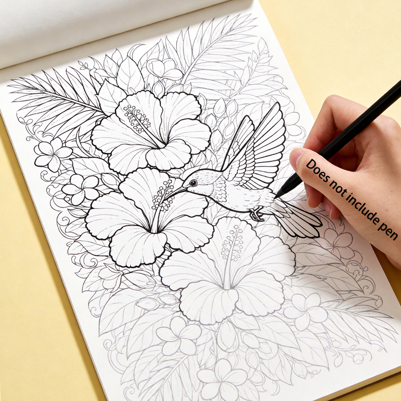 Image of An Adult Decompression Hand-drawn Doodle Book, A Floral Line Draft Coloring Book, A Flower And Bird Mandala Coloring Book, An Drawing And Tracing Book, 24 Different Styles Of Patterns