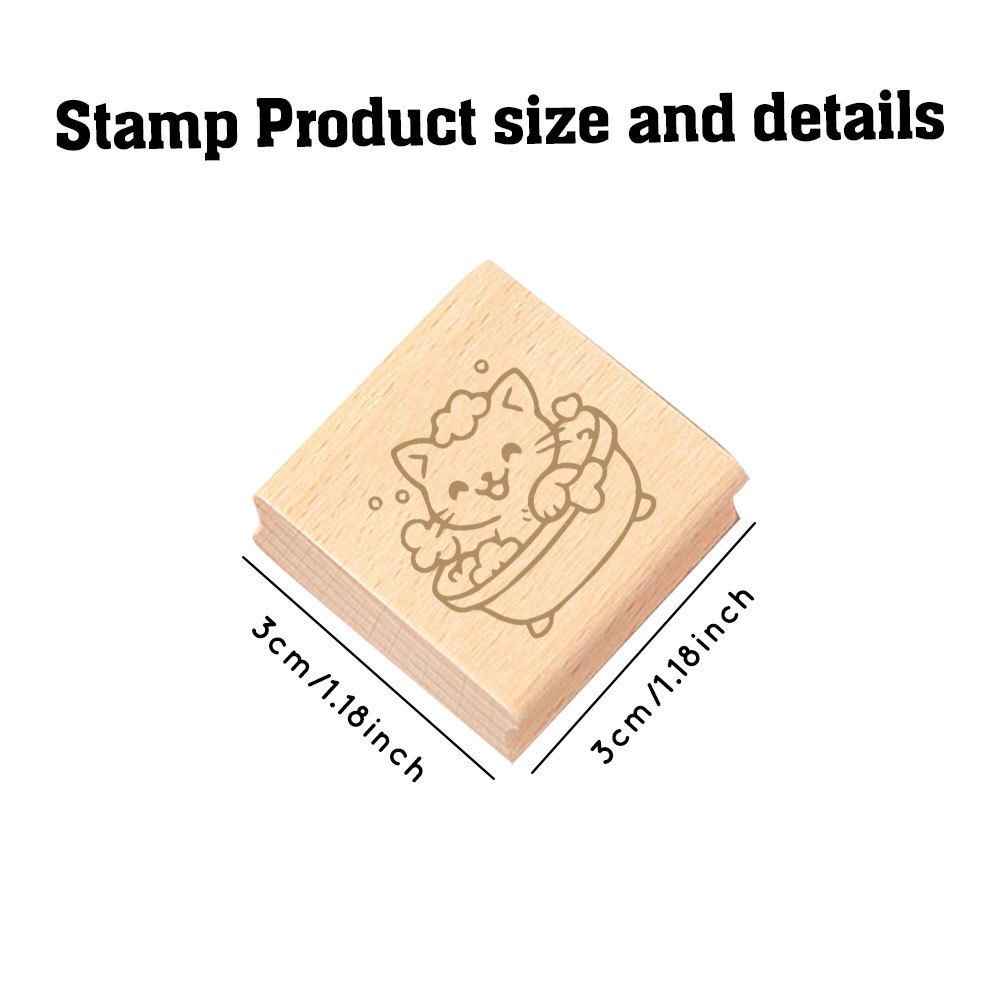 Square Exquisite Wooden Decorative Journal Stamp