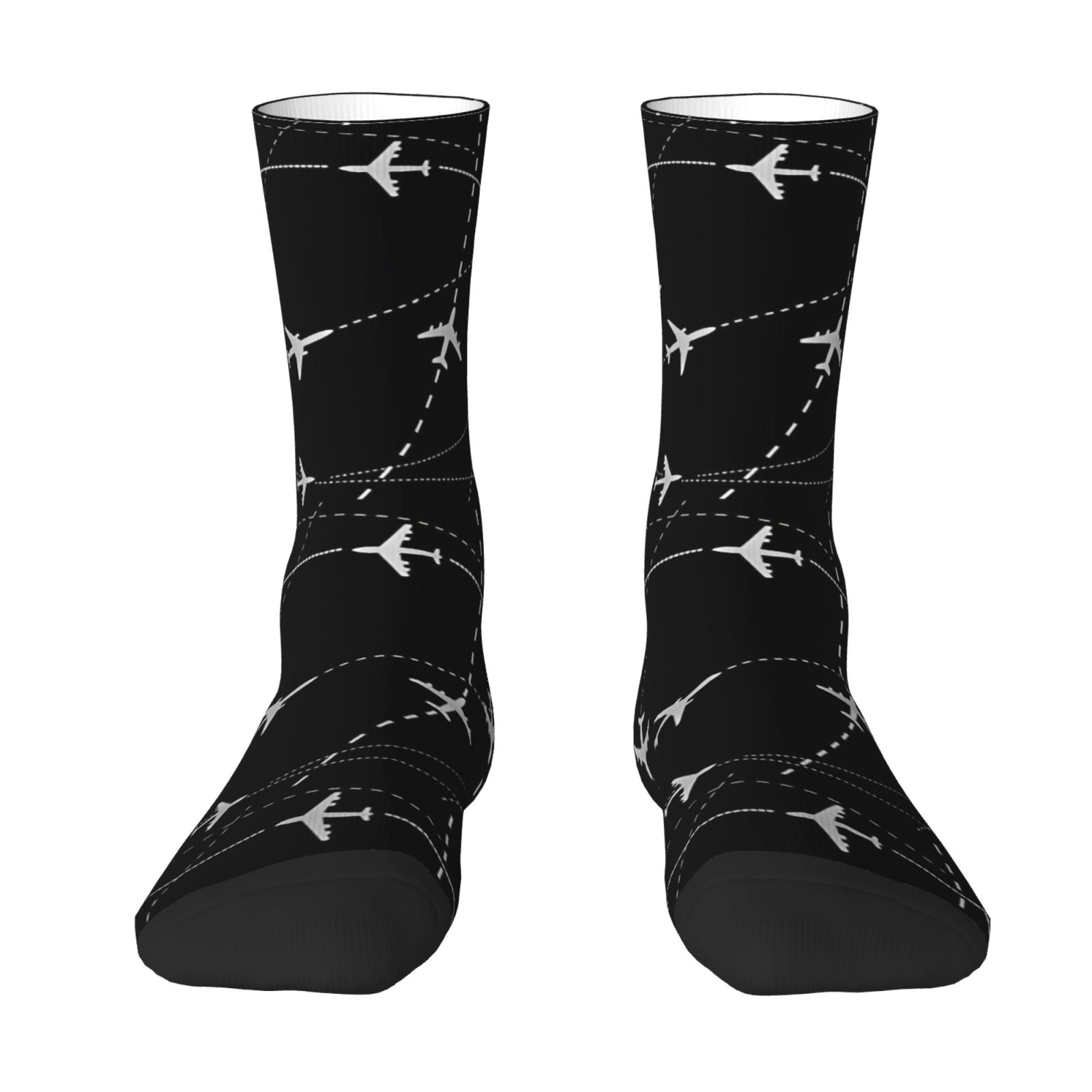 TEMU 1 Pair Of Novelty Printed Gift Socks With Creative Airplane Route , For Trend-following Daily Wear. Comfortable, Breathable, And Stylish, Socks