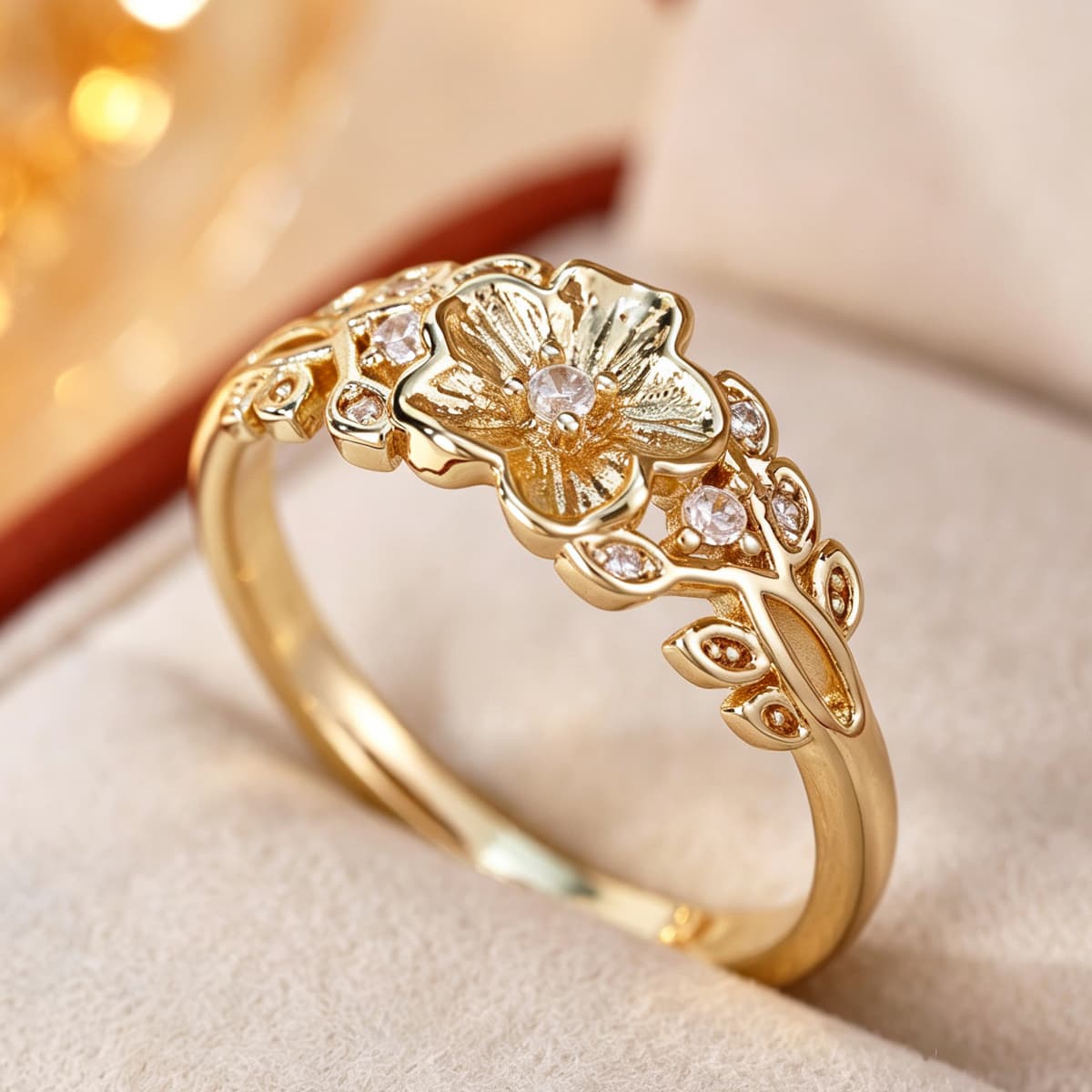 Unisex Lively Forest Style Copper Flower Ring