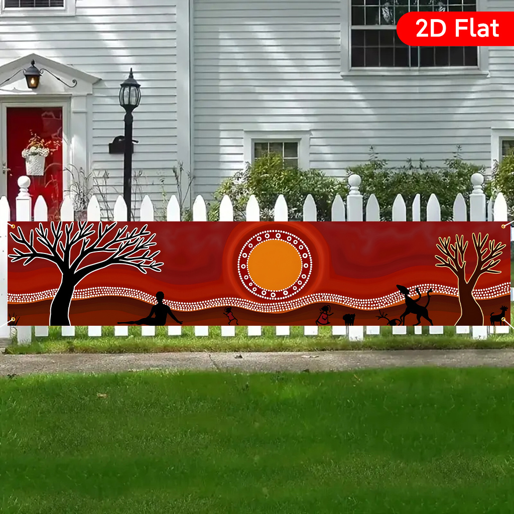 TEMU 2d Flat, 2d Flat Banners 1pc, A Painting Of A Walking Through A1, Beautiful Large Yard Banner, Birthday Party Anniversary Celebration,