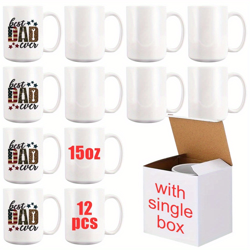 TEMU Usa Local Warehouse Delivery Free Shipping Items 36/ 12 Pack 15/ 11ounce White/ Cups Set Drink Cups With White Gift Boxes, 15/ 11oz Sublimation